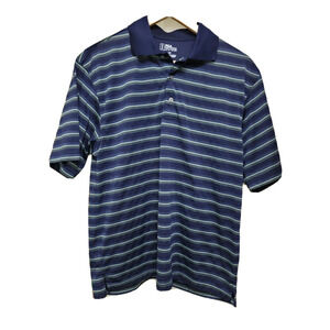 PGA Tour Men's Golf Short Sleeves Blue Striped Polo Shirt Size M